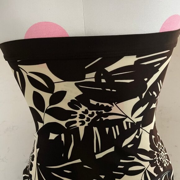 Next One Piece Floral Print Nylon Elastane Swim Suit Chocolate Brn Cream 34B UK - Picture 9 of 11